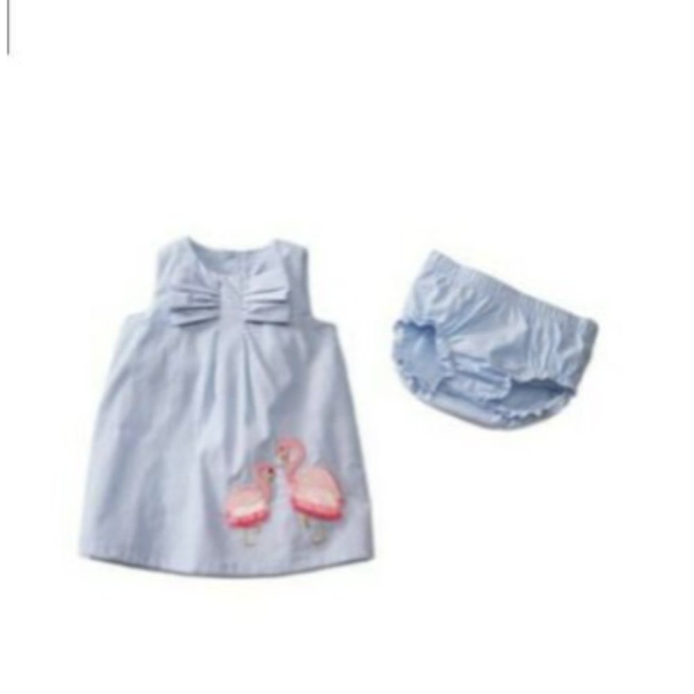 Baby girls 2 piece flamingo dress NWTS